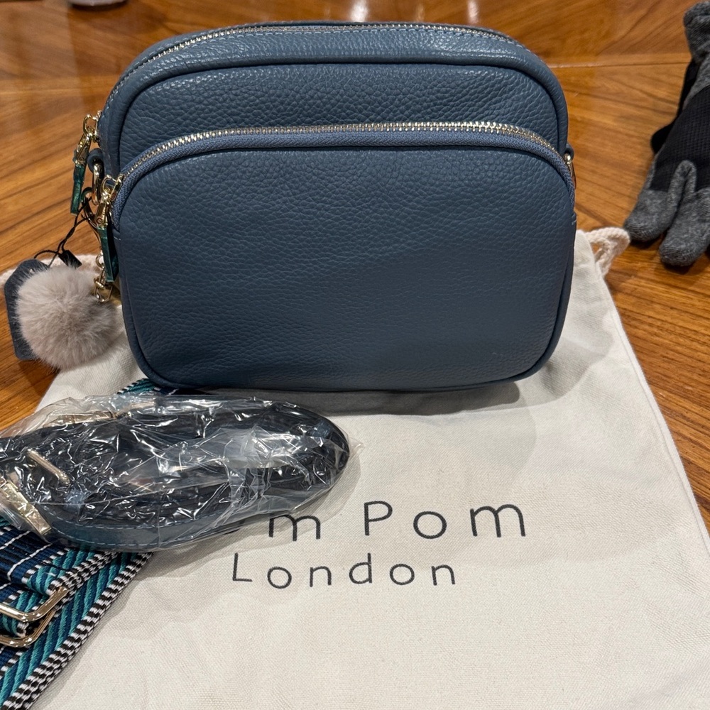 Pom Pom London Blue Crossbody Bag